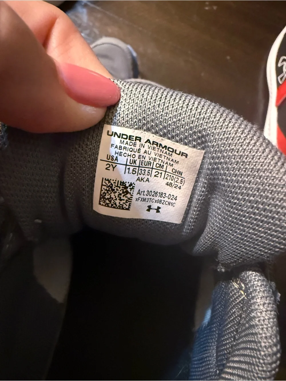 Under Armour Kids Gray and Blue Velcro Athletic Sneakers
